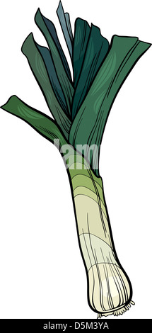 Cartoon illustrazione di porri alimento vegetale oggetto Foto Stock
