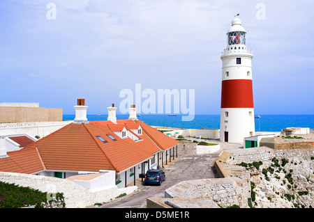 Europa Point lighthouse presso il punto più a sud dell'Europa, noto anche come il Sud Point, Gibilterra. Foto Stock