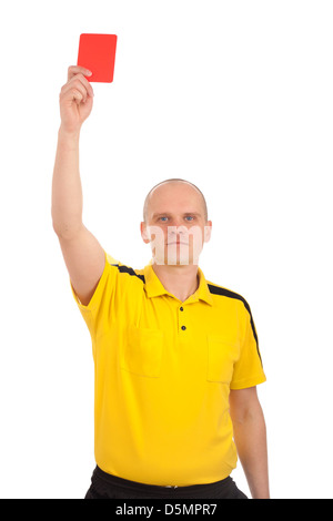 Arbitro di calcio che vi mostra il cartellino rosso Foto Stock