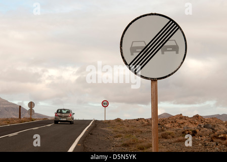 Nessun segno di sorpasso, Fuerteventura Foto Stock