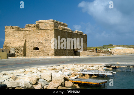 Castello medievale oltre al porto, Paphos, Cipro. Foto Stock