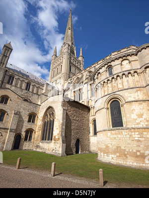 Norwich Cathedral e Norwich, Norfolk, Inghilterra, Regno Unito Foto Stock