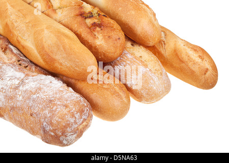 Severa cotto focacce di pane isolati su sfondo bianco Foto Stock