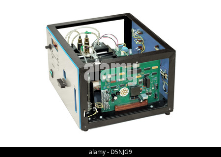 Smontaggio, apparecchio, apparecchiatura, dispositivo board, chip, la circuiteria, comunicazione, complessità, organo, contatti, cpu, dettaglio Foto Stock