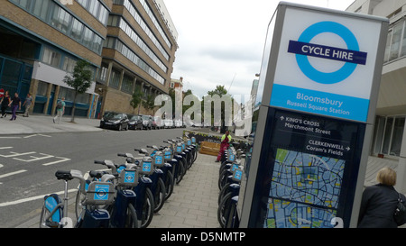 London cycle hire scheme. Foto Stock