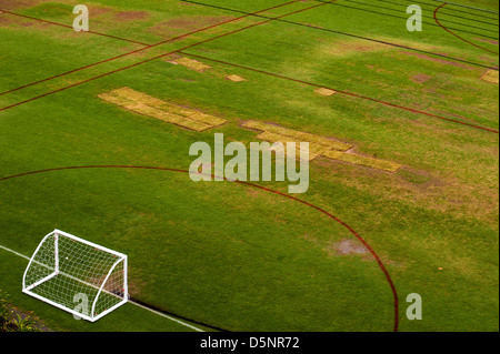 Un angolo alto shot che mostra un vuoto / hockey lacrosse campo. Spazio per la copia. Foto Stock