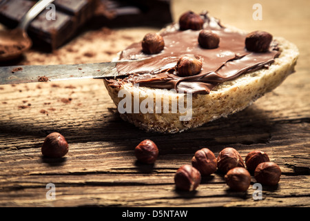 Sandwich con burro di arachidi e nocciole Foto Stock