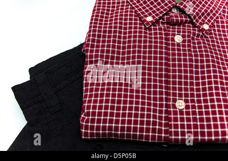 Immagine elegante del collare della camicia a scacchi Foto Stock