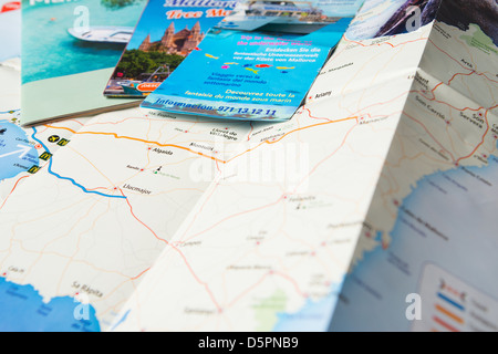 Mallorca opuscoli di viaggio e mappa Foto Stock