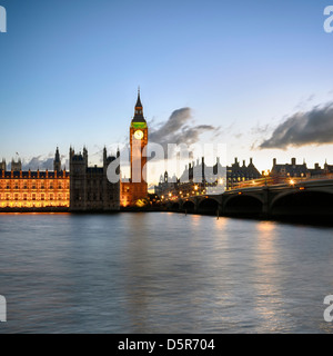 Ponte di Westminster a Londra con il Big Ben e il parlamento. Foto Stock