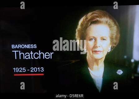 Margaret Thatcher è morto oggi 8 aprile 2013. La Baronessa Thatcher muore Londra 2013/04/08 Credito: Homer Sykes / Alamy Live News Foto Stock