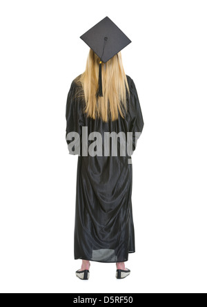 A piena lunghezza ritratto di donna in abito di graduazione . vista posteriore Foto Stock