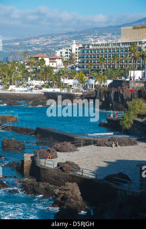 Playa San Telmo beach Puerto de la Cruz città isola di Tenerife Canarie Spagna Europa Foto Stock