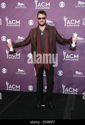 Las Vegas, Stati Uniti d'America. 7 Aprile, 2013. Eric chiesa in sala stampa per 48th annuale di Accademia di Musica Country (ACM) Awards - PRESS ROOM, MGM Grand Garden Arena di Las Vegas, NV Aprile 7, 2013. Foto di: James Atoa/Everett raccolta/Alamy Live News Foto Stock