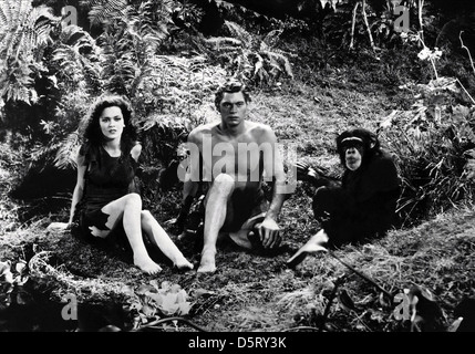 MAUREEN O'Sullivan, Johnny Weissmuller, Tarzan sfugge, 1936 Foto Stock