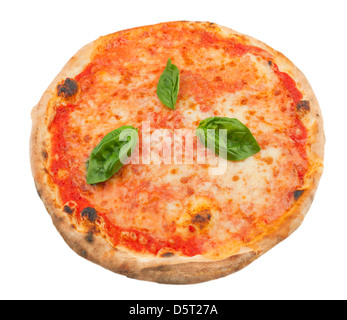 La Pizza Margherita su sfondo bianco Foto Stock