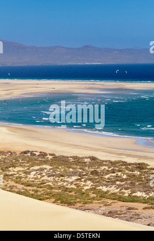 Spiaggia di Risco del Paso, Playa de Sotavento, Fuerteventura, Isole Canarie, Spagna Foto Stock