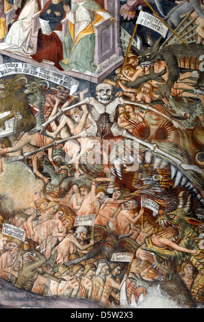 I Damned o peccatori nell'Inferno fresco (1492-1530) Notre Dame des Fontaines Cappella la Brigue Roya Valle Alpes-Maritimes Francia Foto Stock
