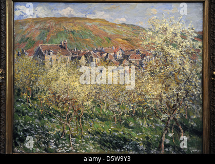 Claude Monet (1840-1926). Prugna alberi in fiore a Vetheuil, 1879. Olio su tela. Museo di Belle Arti. Budapest. Ungheria. Foto Stock