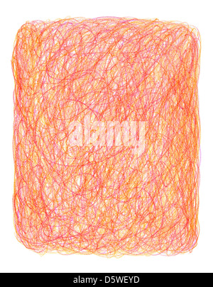 Crayon scribble sfondo in rosso e i toni di colore arancione. Foto Stock