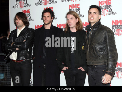 Pete Robertson, Arni Hjorvar, Freddie Cowan e Justin giovani dei vaccini di NME Awards 2012 detenuti Brixton Academy Foto Stock