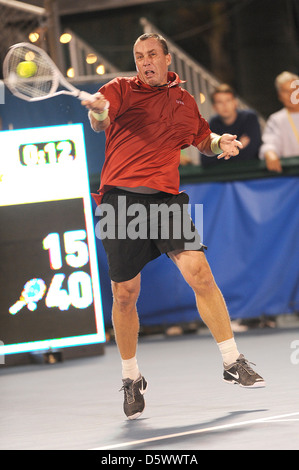 Ivan Lendl compete durante il Delray Beach International Tennis Championships Delray Beach, Florida Foto Stock