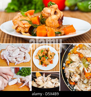 Alette di pollo fritte con verdure decorate con prezzemolo Foto Stock