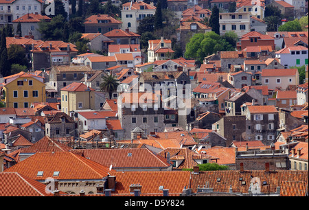 Vista dal campanile della cattedrale di San Domnio Palace Split della costa della Dalmazia, Croazia, Europa Foto Stock