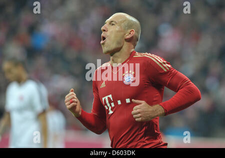 Arjen Robben della Bundesliga club di calcio Bayern Monaco è raffigurato a stadio Allianz Arena di Monaco di Baviera, Germania, 10 novembre 2012. Foto: Peter Kneffel Foto Stock