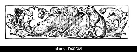 Questa illustrazione del 1878 raffigura "la storia di un gatto", probabilmente una narrazione che include la silhouette di un gatto. L'illustrazione cattura il gatto in modo semplice ma elegante, mettendo in evidenza i temi popolari del tempo. Foto Stock