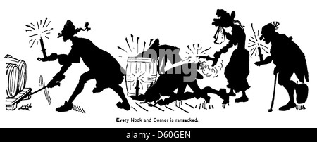 Questa immagine probabilmente raffigura un'illustrazione tratta dalla storia di un gatto (1878), che mostra una silhouette semplice ma evocativa di un gatto, un motivo popolare nella letteratura e nell'arte del XIX secolo. Foto Stock