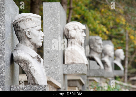 La sezione Omaggi alla memoria presso il monumento cecoslovacca, Dukla Pass, vicino Svidnik, Slovacchia. Foto Stock