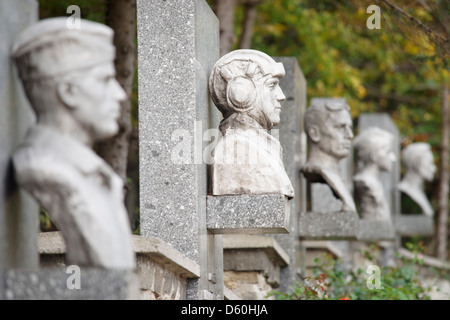 La sezione Omaggi alla memoria presso il monumento cecoslovacca, Dukla Pass, vicino Svidnik, Slovacchia. Foto Stock