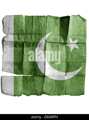 Il Pakistan bandiera sulla vecchia carta. Foto Stock