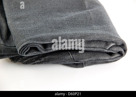 Una foto jeans è reso visibile la texture sullo sfondo bianco. Foto Stock