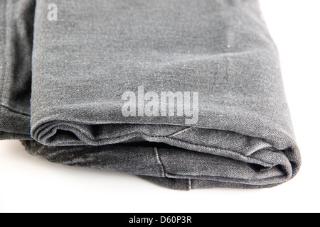 Una foto jeans è reso visibile la texture sullo sfondo bianco. Foto Stock
