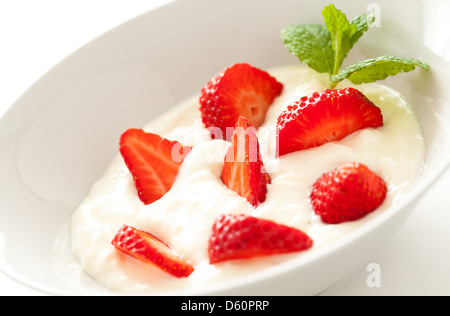 Fragole e yogurt Foto Stock