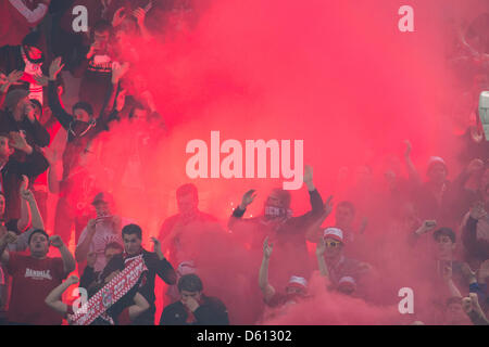 Torino, Italia. Il 10 aprile 2013. Ventole (Bayern), 10 aprile 2013 - Calcio : UEFA Champions League quarti di finale 2 gamba match tra Juventus 0-2 Bayern Munchen a Juventus Stadium di Torino, Italia. (Foto di Maurizio Borsari/AFLO/Alamy Live News) Foto Stock