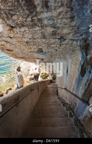 Francia, Corsica, Bonifacio, Escalier du Roi de Aragona, re d'Aragona scala Foto Stock