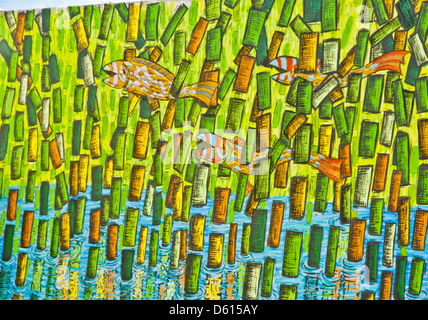 Arte dei graffiti da Daniel Goel in Wynwood Arts District di Miami, Florida, Stati Uniti d'America Foto Stock