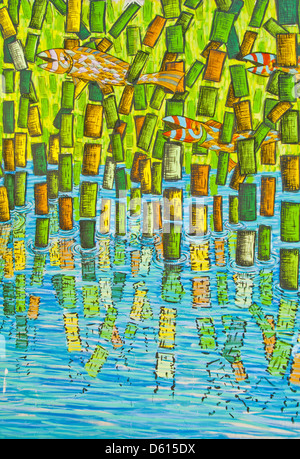 Arte dei graffiti da Daniel Goel in Wynwood Arts District di Miami, Florida, Stati Uniti d'America Foto Stock