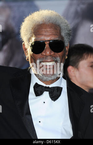 Los Angeles, California, USA. Il 10 aprile 2013. Morgan Freeman arriva all'oblio premiere del film a Los Angeles, Stati Uniti d'America il 10 aprile 2013. Credito: Sydney Alford / Alamy Live News Foto Stock