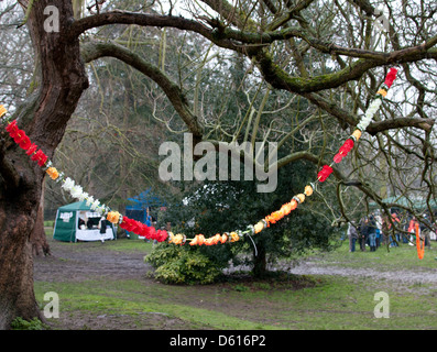 Garland nella struttura ad albero Holi festival Twickenham Foto Stock