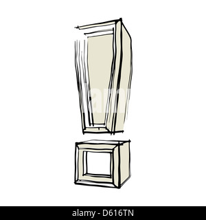 Sketchy lettera punto esclamativo isolati su sfondo bianco Foto Stock