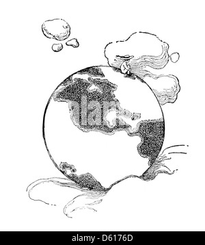 Un'illustrazione tratta dall'edizione 1905 di "Un giardino dei versi per bambini", con una rappresentazione stravagante di un bambino che gioca in un giardino. L'immagine enfatizza i temi dell'innocenza infantile, della natura e dell'immaginazione, allineandosi con l'opera poetica di Robert Louis Stevenson che celebra la semplicità e la bellezza della visione del mondo di un bambino. Foto Stock