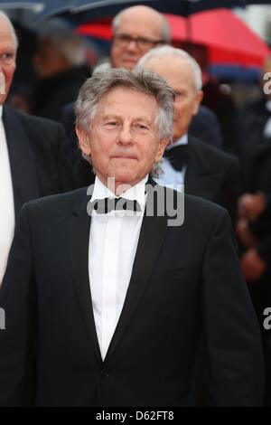 French-Polish regista Roman Polanski arriva per la premiere del film 'Tess' al sessantacinquesimo Cannes Film Festival di Cannes, Francia, 21 maggio 2012. Il film è presentato nella competizione ufficiale del festival, che va dal 16 al 27 maggio. Foto: Hubert Boesl Foto Stock