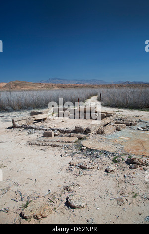 Città sommerse da Hoover Dam riemerge dovuta alla siccità che ha colpito la zona occidentale degli Stati Uniti Foto Stock