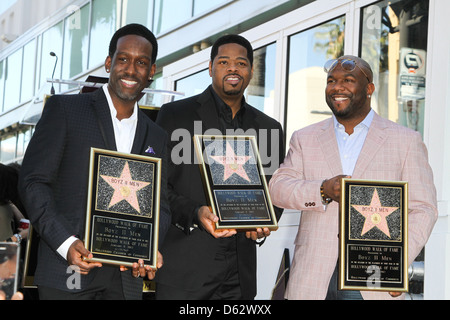 Shawn Stockman, Nathan Morris e Wanya Morris il gruppo "Boyz II Men' sono onorati con l'anno della prima stella sulla Hollywood Foto Stock