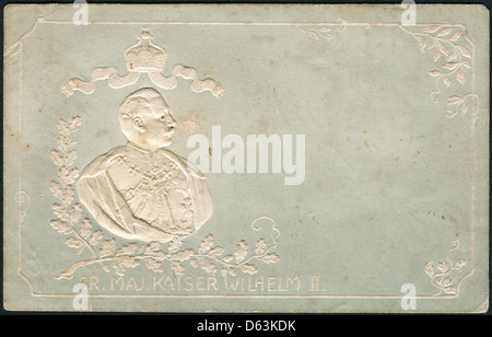 Vecchia cartolina tedesca del 1907. Wilhelm II, Imperatore Tedesco Foto Stock