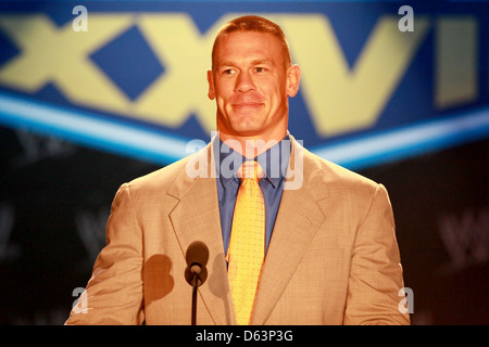 John Cena partecipa a una conferenza stampa con WWE superstars 'WrestleMania XXVII" tenutasi presso l'Hard Rock Cafe di New York City, Stati Uniti d'America - Foto Stock